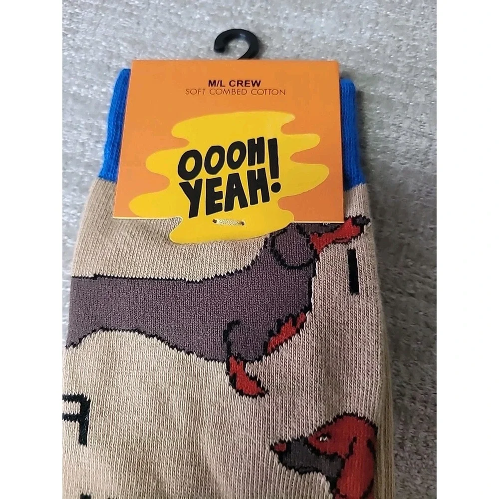 Oooh Yeah! Socks, Men's Cotton Crew Socks - I Love My Weiner (Dog)‎ NEW